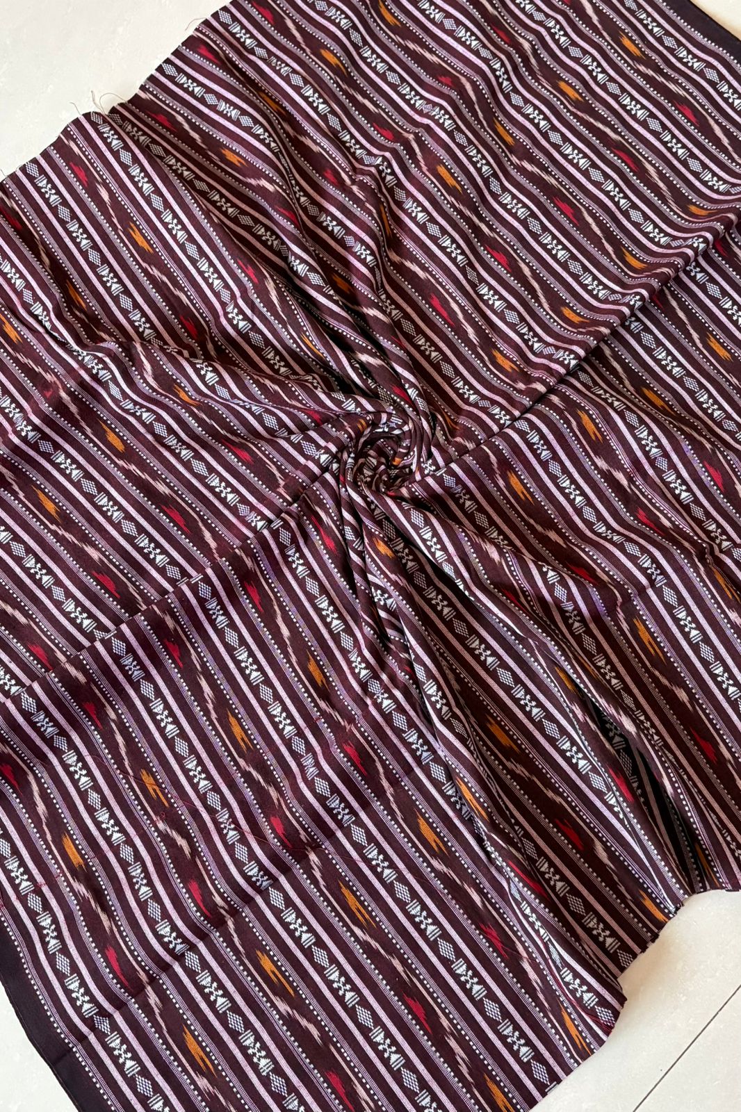 Cotton Ikkat Blouse Piece- Coffee