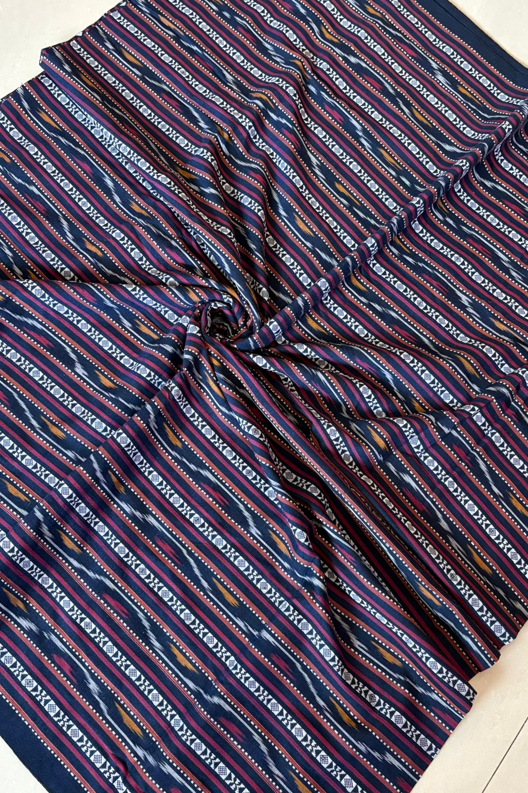 Cotton Ikkat Blouse Piece- Navy