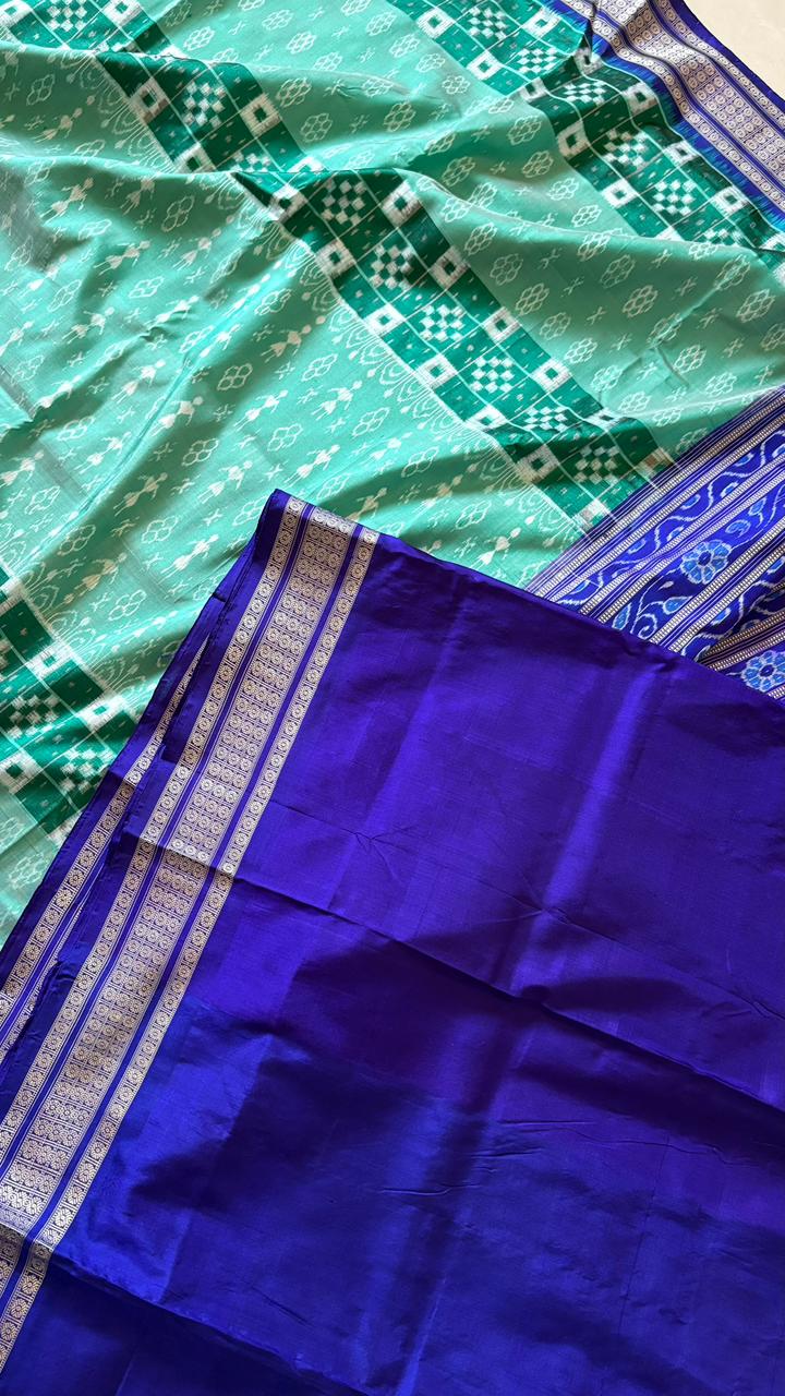 Exclusive Sambalpuri Pure Silk Saree - Sea Green