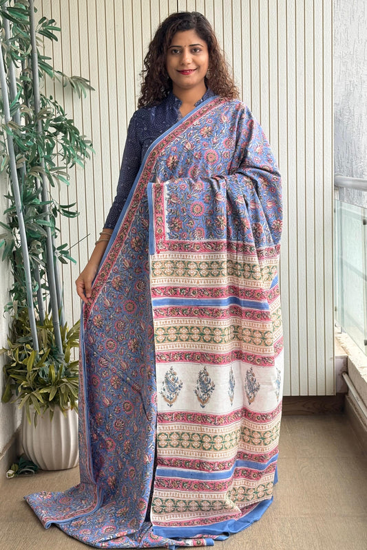 Hand Block Print Pure Cotton Saree