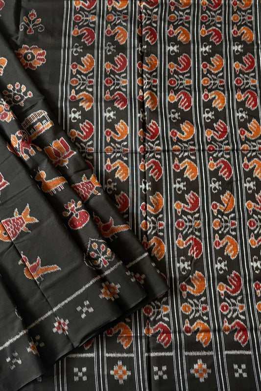Odisha Ikkat Nabarangi Khandua Cotton Saree-Black