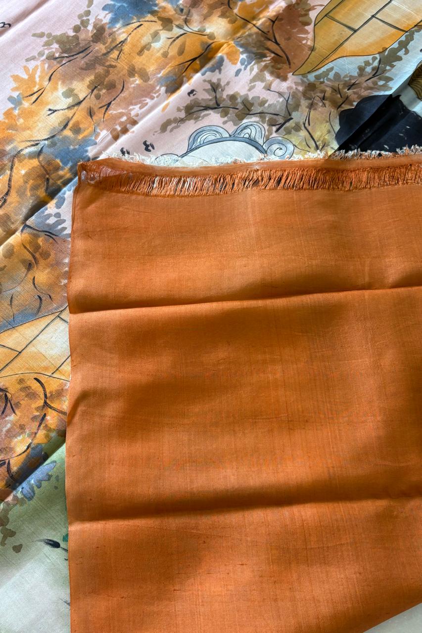 Murshidabad Pure Silk Saree Hand Painted