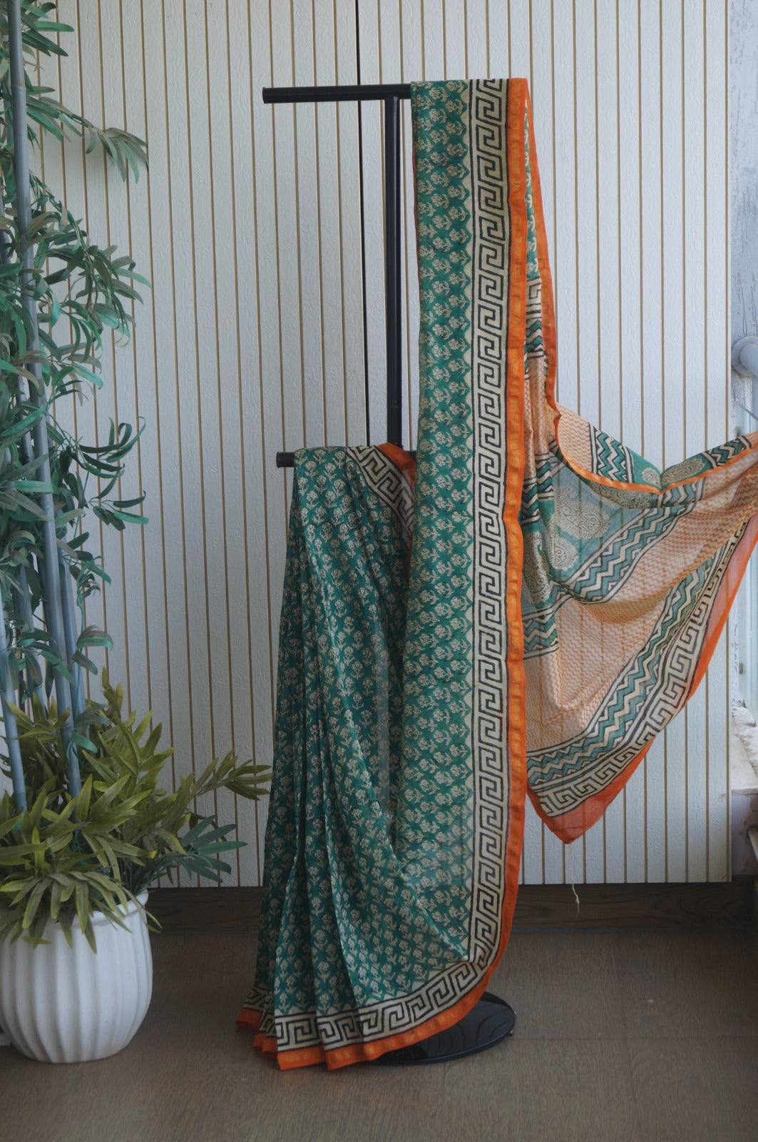 Hand Block Print Silk-Cotton Saree