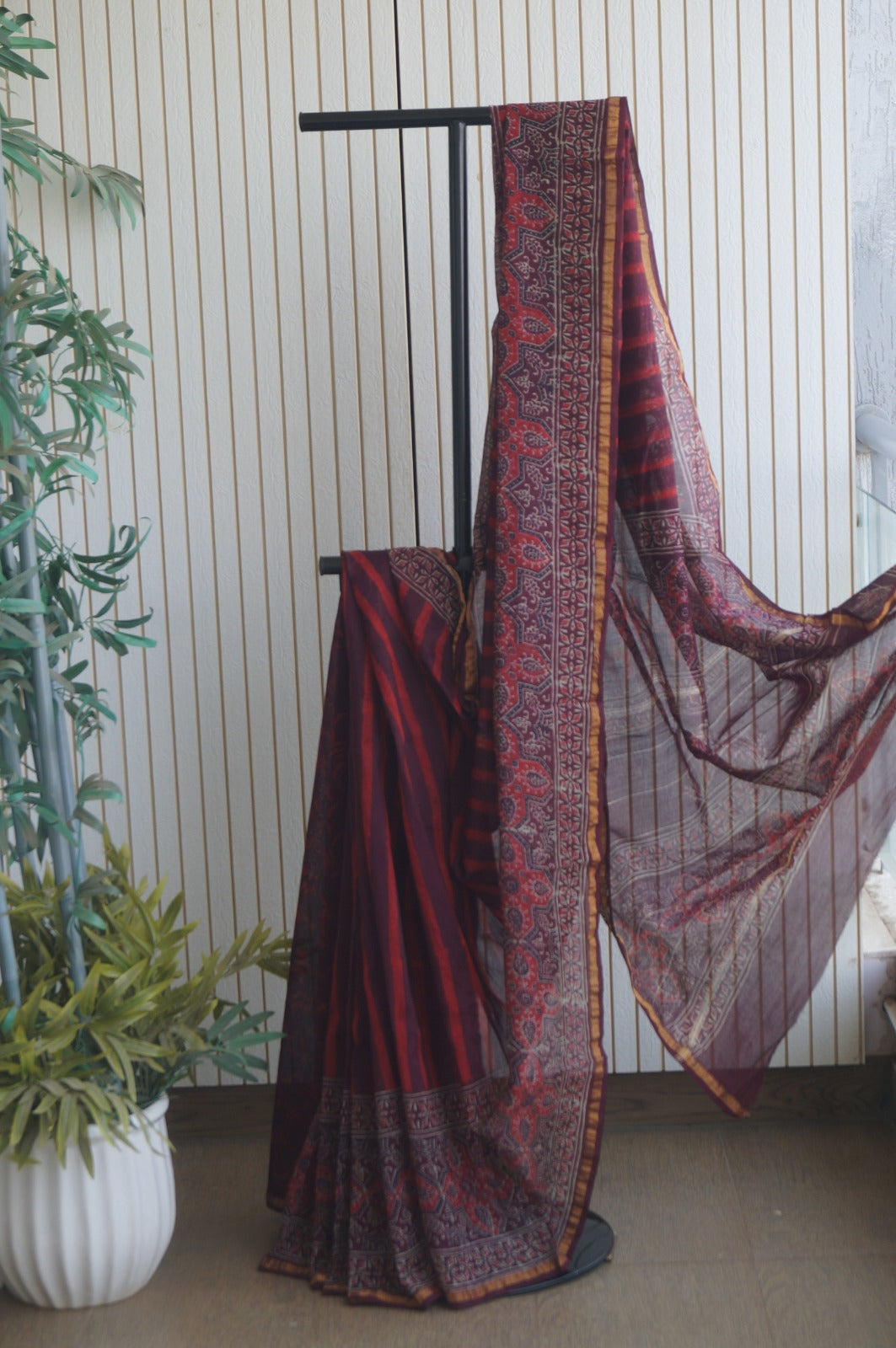 Hand Block Print Silk-Cotton Saree
