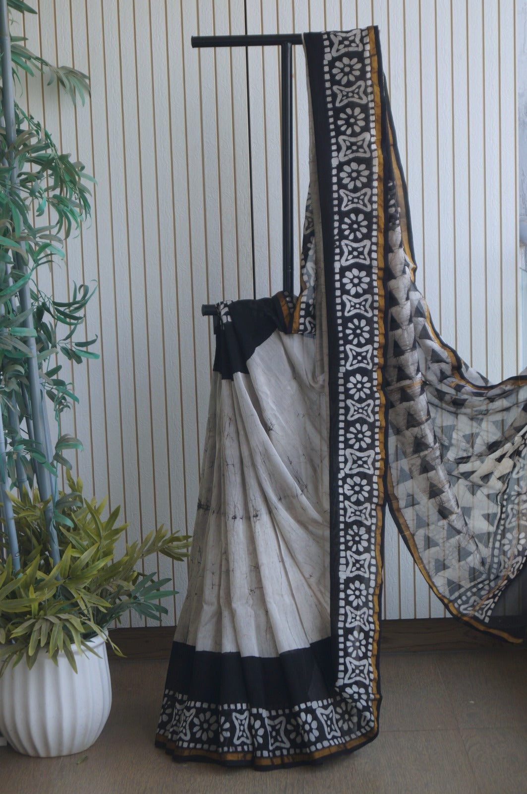 Hand Block Print Silk-Cotton Saree