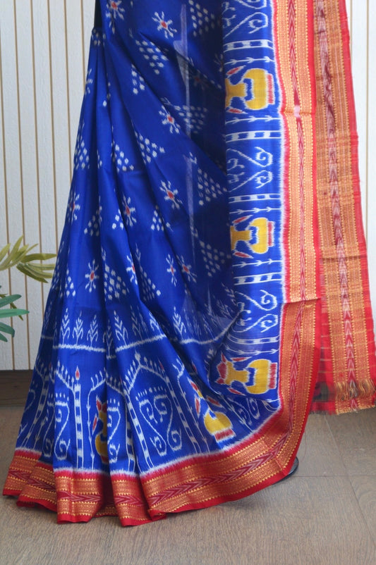 Odisha Ikkat Khandua Pure Silk Saree- Royal Blue