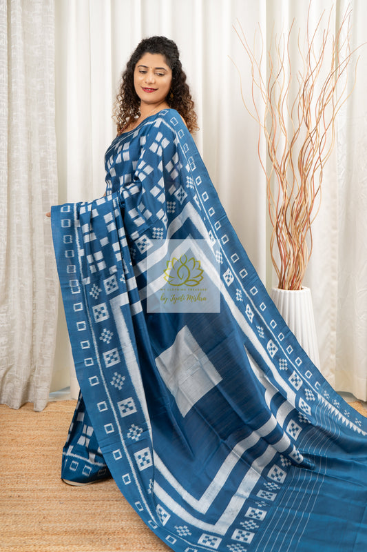 Exclusive Odisha Ikkat Khandua Silk Saree- Teal Saree