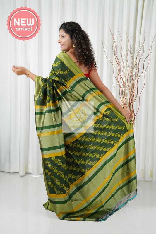 Exclusive Odisha Ikkat Pure Silk Saree- Green Saree