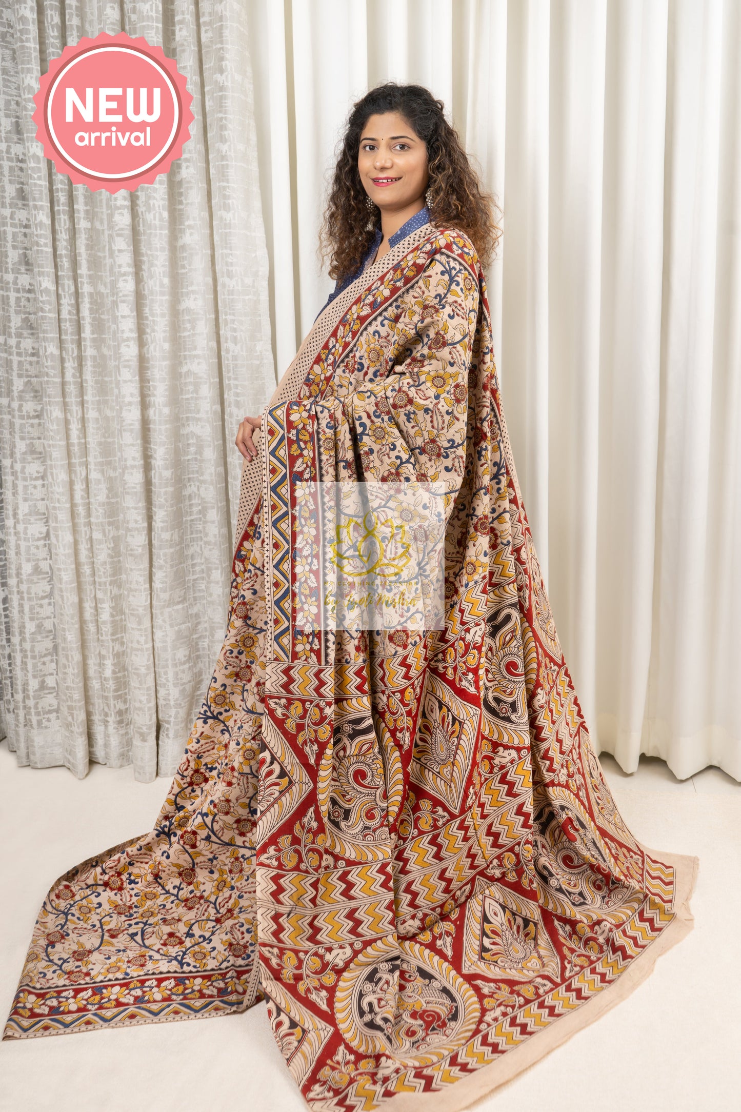 Hand Block Kalamkari Print Pure Cotton Saree