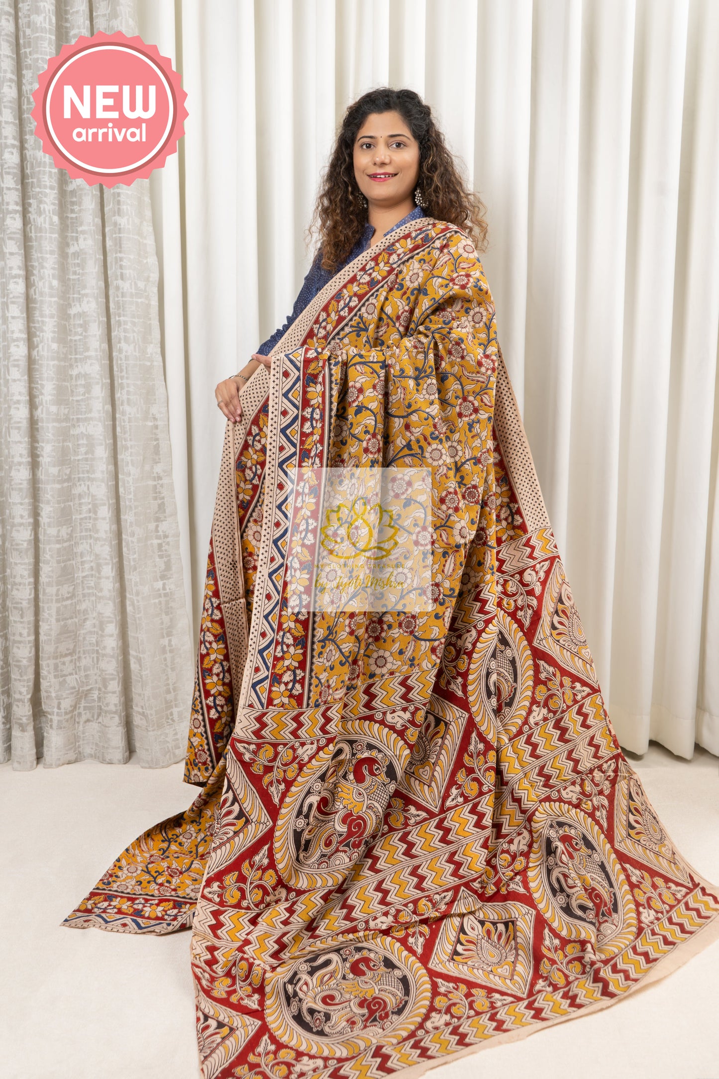 Hand Block Kalamkari Print Pure Cotton Saree