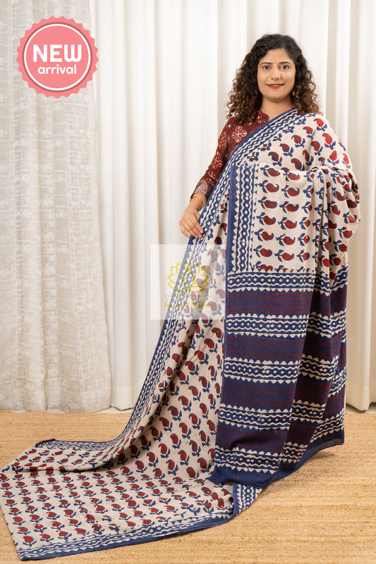 Hand Block Print Pure Cotton Saree