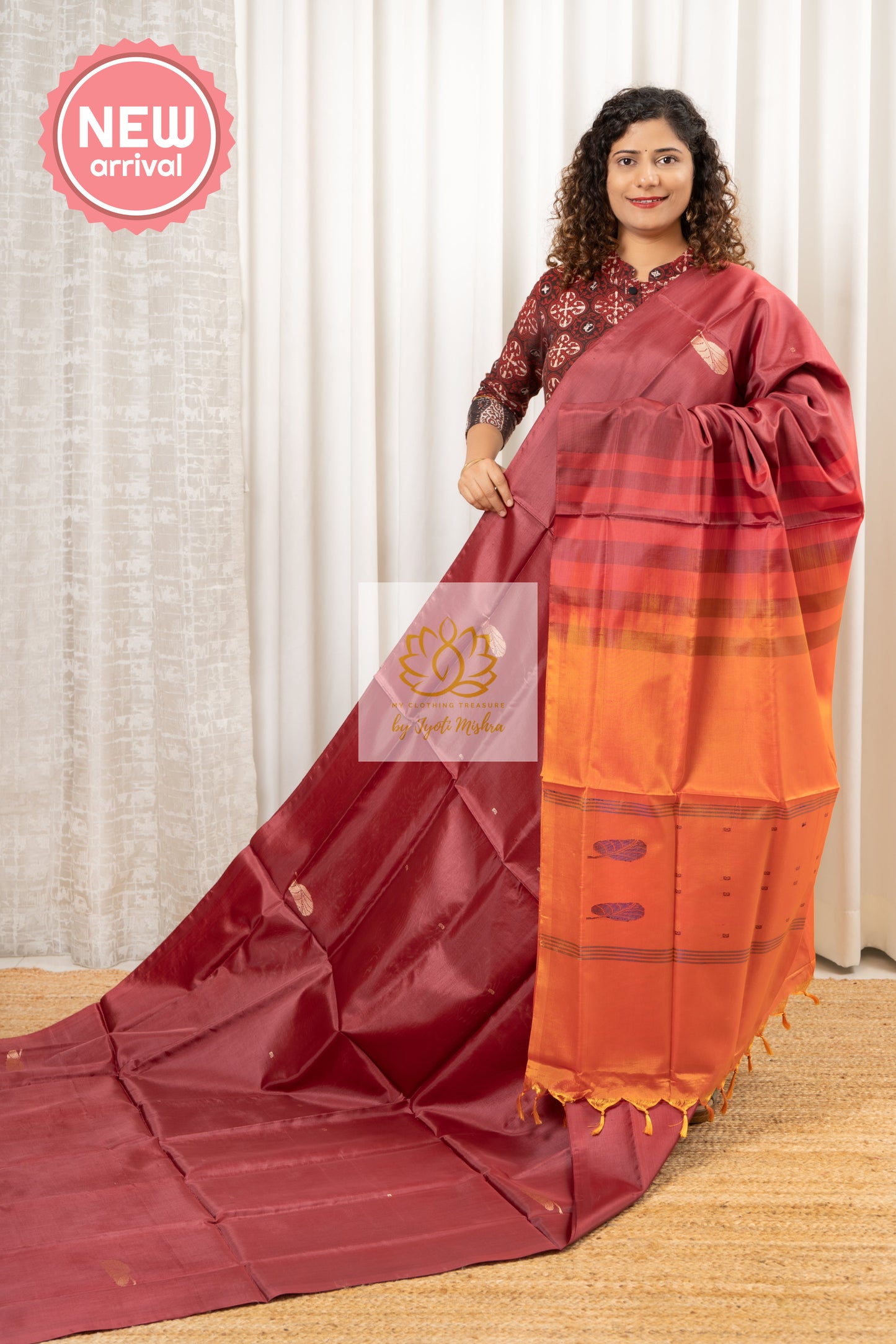 Handwoven Banana Pith Silk Saree With Blouse Piece Saree