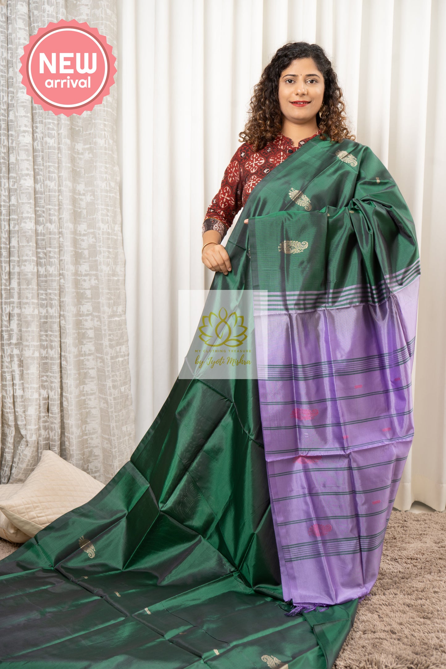 Handwoven Banana Pith Silk Saree With Blouse Piece Saree