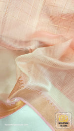 Load image into Gallery viewer, Mangalagiri Silk Cotton Saree With Gold Zari Checks - Rose
