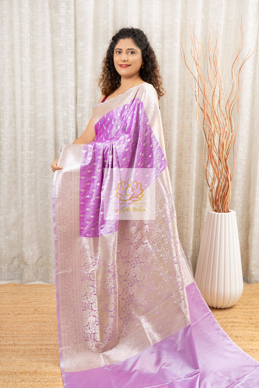 Mashru Silk Banarasi - Lavender Saree