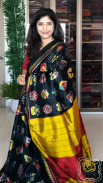 Load image into Gallery viewer, Nabarangi Khandua Ikkat Silk Saree: Black Saree
