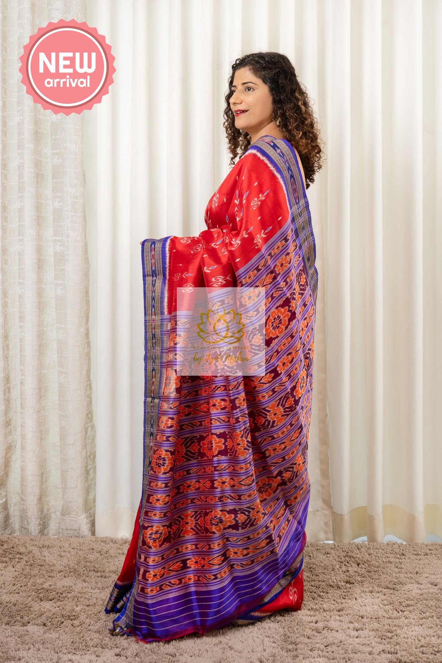 Odisha Handloom Single Ikkat Khandua Silk (Pata) Saree - Red Saree