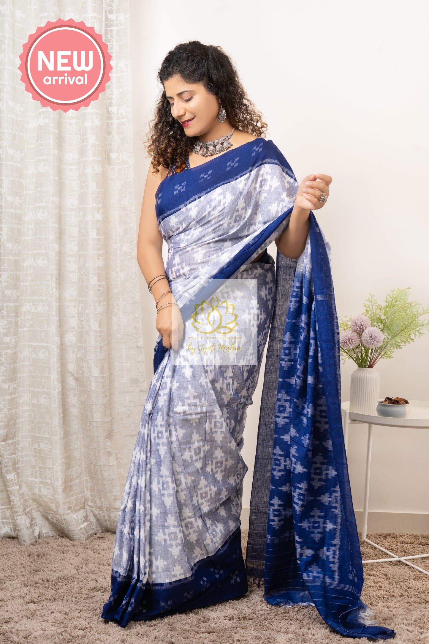 Odisha Ikkat Khandua Cotton Saree- Pastel (blue) Saree