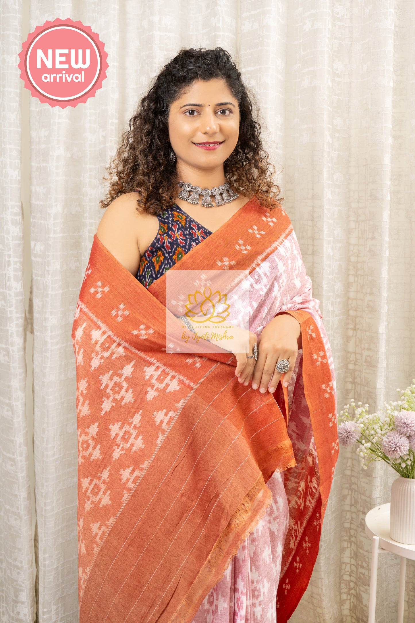 Odisha Ikkat Khandua Cotton Saree- Pastel (Peachy Brown) Saree