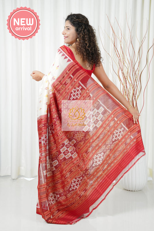Odisha Ikkat Pure Silk Saree - Off White