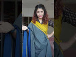 Load and play video in Gallery viewer, Black Patteda Anchu Cotton Saree With Ganga Jamuna Border- Navy Yellow
