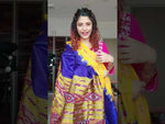 Load and play video in Gallery viewer, Bandha Border Khandua Ikkat Silk Saree - Purple Blue
