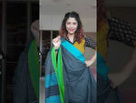 Load and play video in Gallery viewer, Black Patteda Anchu Cotton Saree With Ganga Jamuna Border- Blue Green
