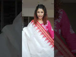 Load and play video in Gallery viewer, Bandha Border Khandua Ikkat Silk Saree - Off White Red
