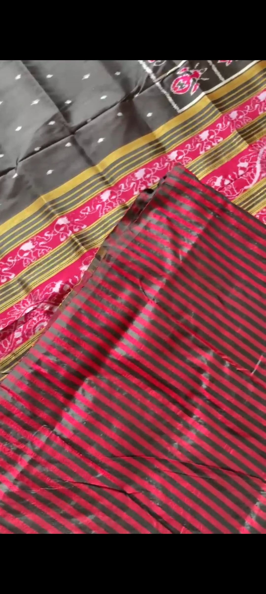 Nuapatna Ikkat Silk Saree- Black & Magenta