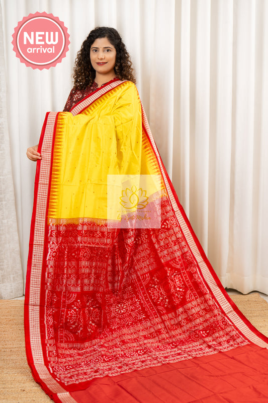Sambalpuri Pure Silk Saree- Yellow Saree