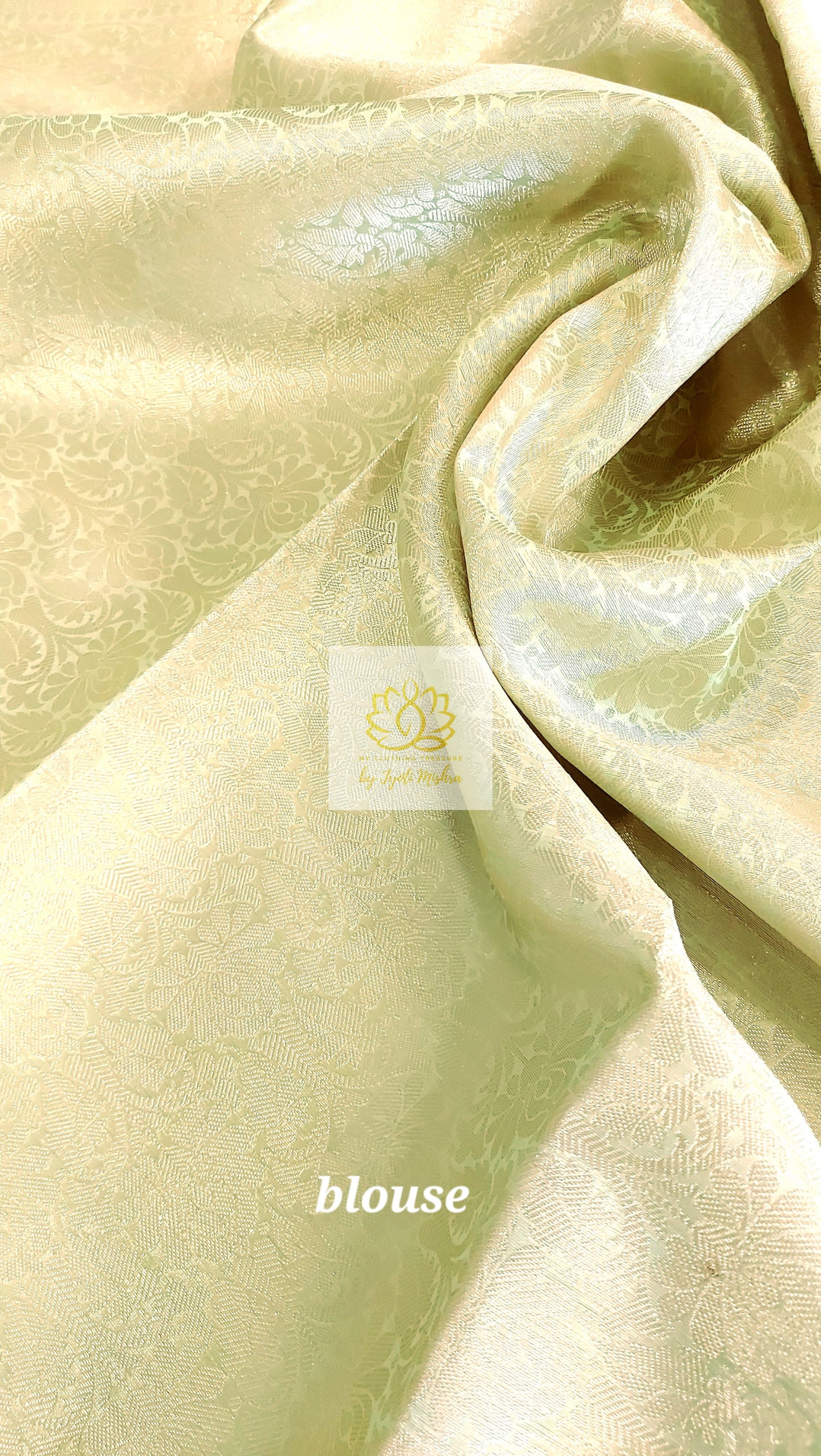 Semi Organza Banarasi Saree- Pista Green Saree