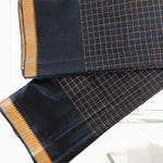Load image into Gallery viewer, Mangalagiri Silk Cotton Saree With Gold Zari Checks - Black

