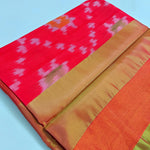 Load image into Gallery viewer, Uppada Semi Silk Pochampalli Ikkat Saree- Carrot Red
