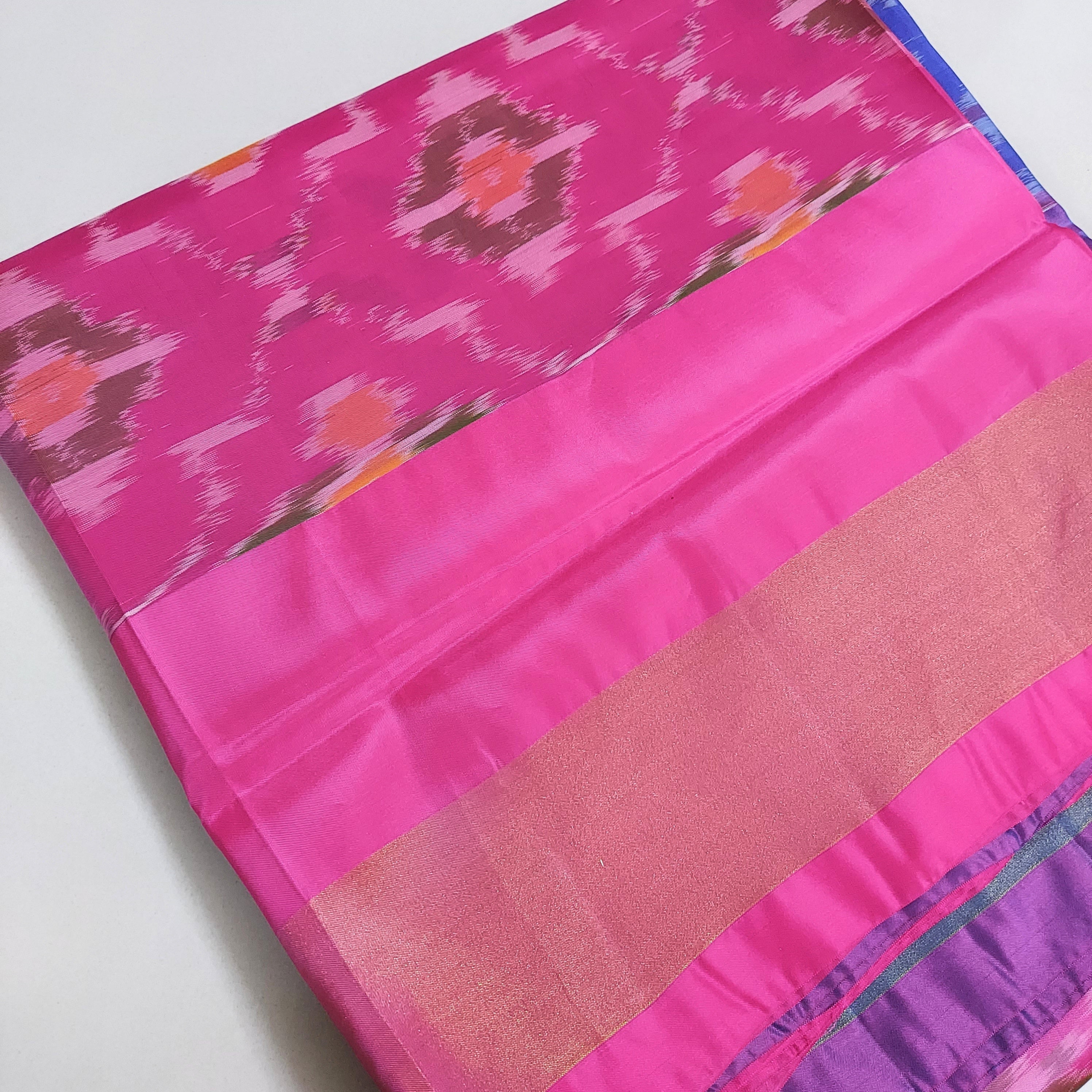 Uppada Semi Silk Pochampalli Ikkat Saree- Pink