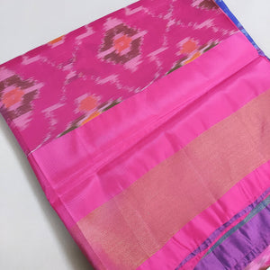 Uppada Semi Silk Pochampalli Ikkat Saree- Pink