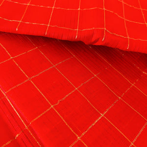 Mangalagiri Silk Cotton Saree With Gold Zari Checks - Red