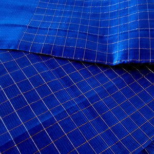 Mangalagiri Silk Cotton Saree With Gold Zari Checks - Royal Blue