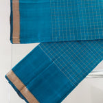 Load image into Gallery viewer, Mangalagiri Silk Cotton Saree With Gold Zari Checks - Teal
