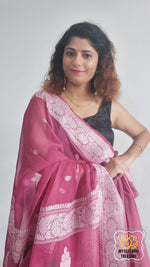 Load image into Gallery viewer, Banarasi Chiffon Saree- Mauve Pink Saree
