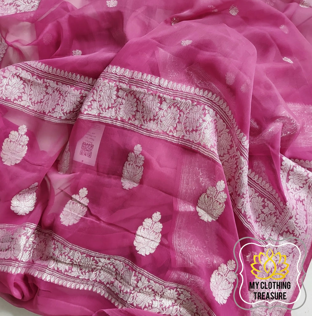 Banarasi Chiffon Saree- Mauve Pink Saree