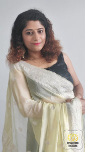 Banarasi Chiffon Saree- Pale Yellow Saree