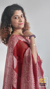 Banarasi Chiffon Saree- Red Saree