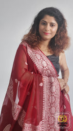 Load image into Gallery viewer, Banarasi Chiffon Saree- Red Saree
