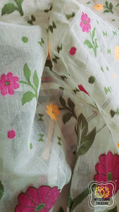 Blended Resham Floral Pallu Jamdani- Pastel Mint Saree