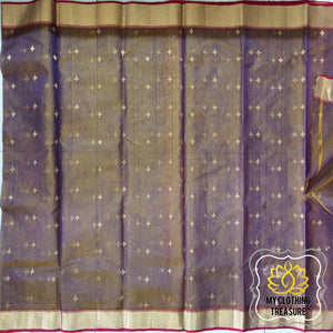 Chanderi Katan Silk Saree - Shot Purple Gold