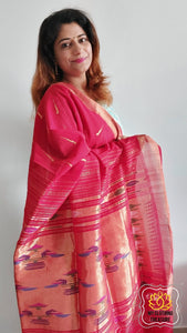 Cotton Paithani Saree With Traditional Double Pallu-Red