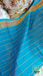 Load image into Gallery viewer, Kanjivaram Cotton Saree 1000 Buta- Cyan Blue
