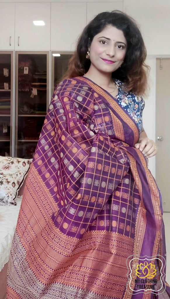Kanjivaram Cotton Saree 1000 Buta- Purple