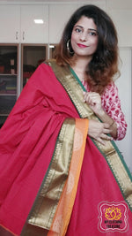 Load image into Gallery viewer, Kanjivaram Cotton Saree Double Border- Red
