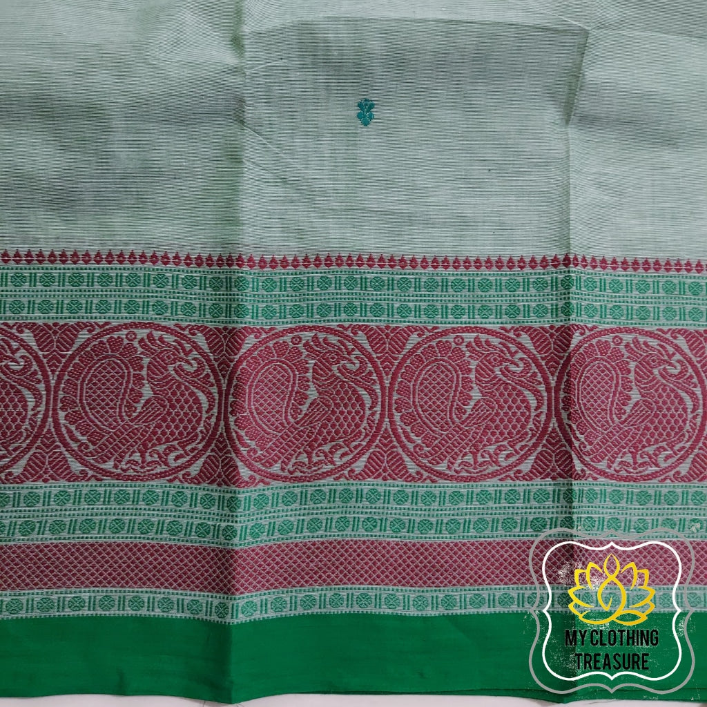 Kanjivaram Cotton Saree - English Green